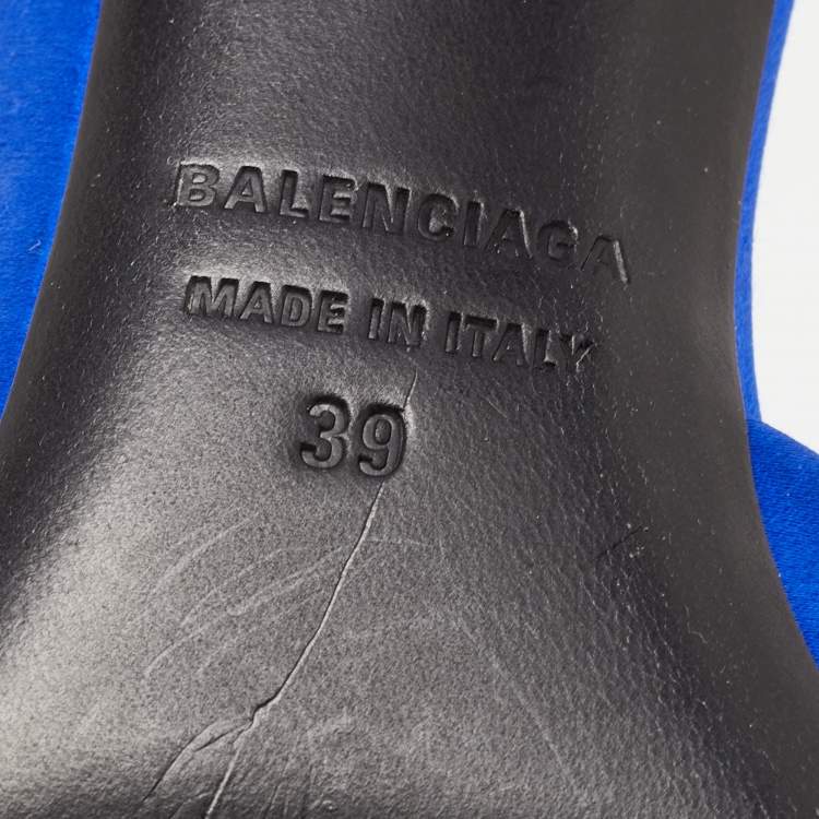 Pre Owned Balenciaga Blue Satin BB Knife Pumps Size 39