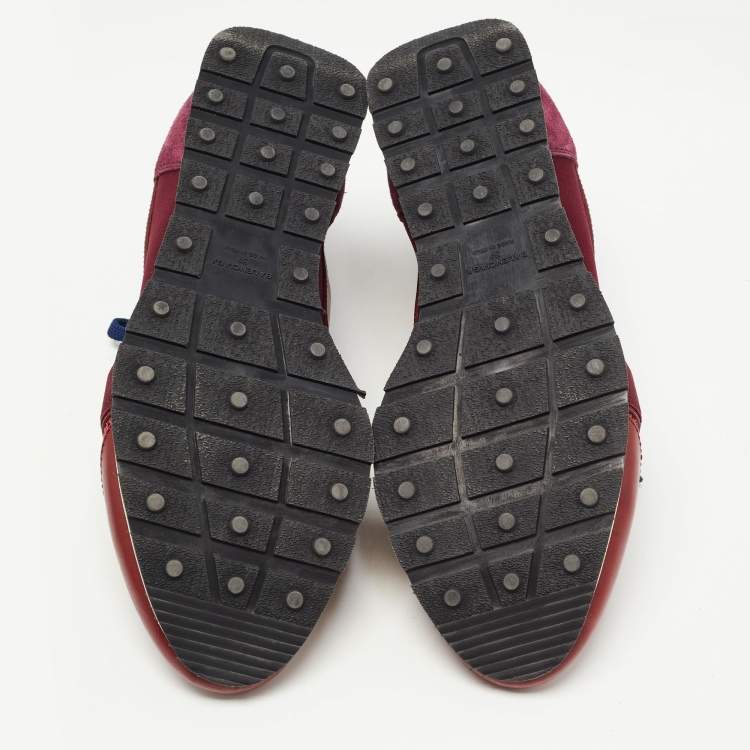 Pre Owned Balenciaga Burgundy Leather and Mesh Race Runner Sneakers Size 39