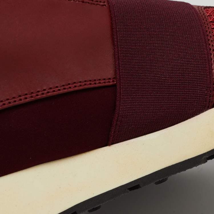 Pre Owned Balenciaga Burgundy Leather and Mesh Race Runner Sneakers Size 39