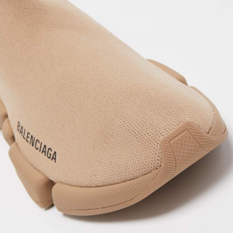 مملوكة مسبقًا Balenciaga Brown Knit Fabric Speed Trainer Sneakers Size 37