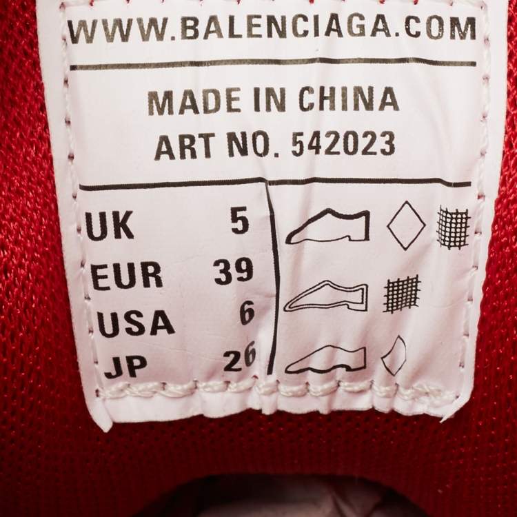 Pre Owned Balenciaga Red Mesh and Synthetic Leather Track Low Top Sneakers Size 39