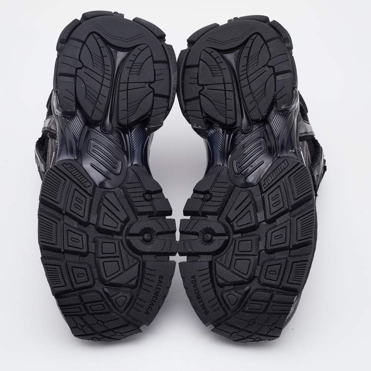 Pre Owned Balenciaga Black Leather and Mesh Track Runner Sneakers Size 38