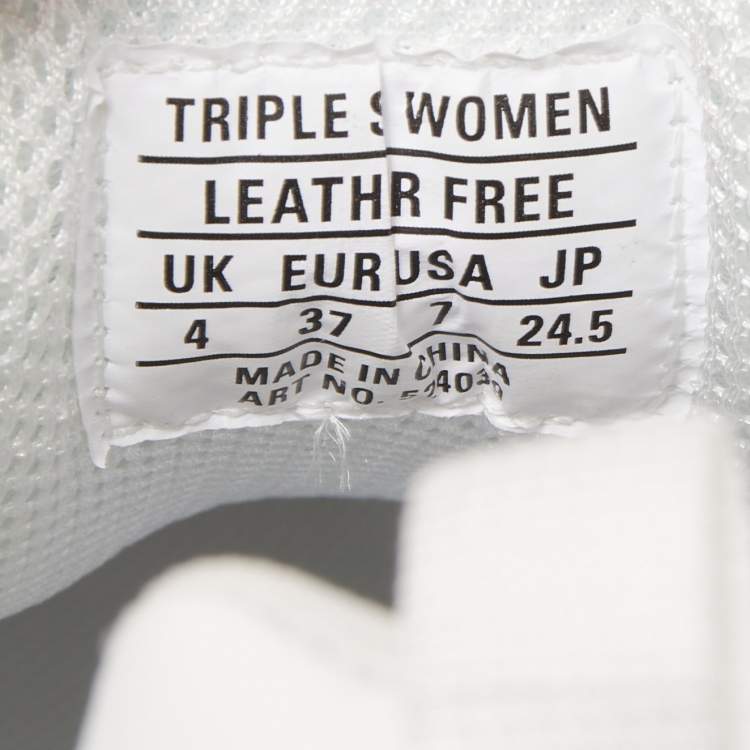 Pre Owned Balenciaga White Leather Triple S All Over Logo Sneakers Size 37