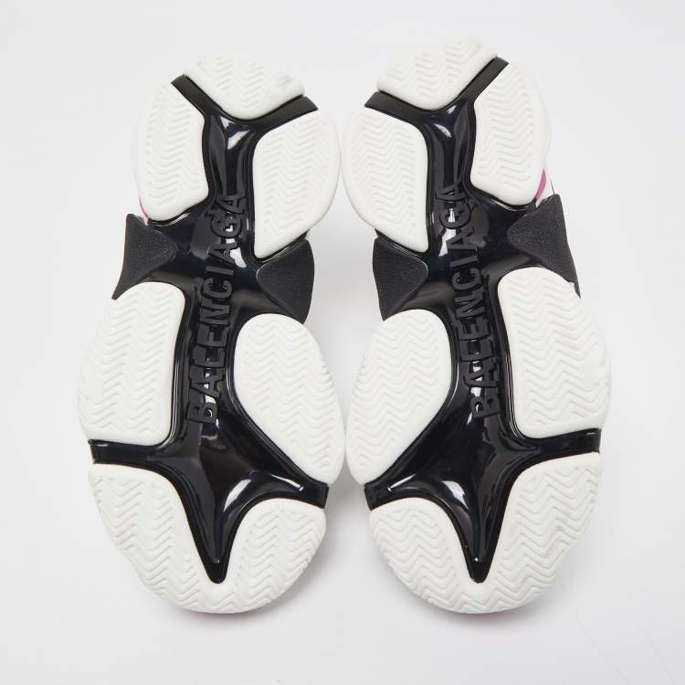 Pre Owned Balenciaga White Leather Triple S All Over Logo Sneakers Size 37