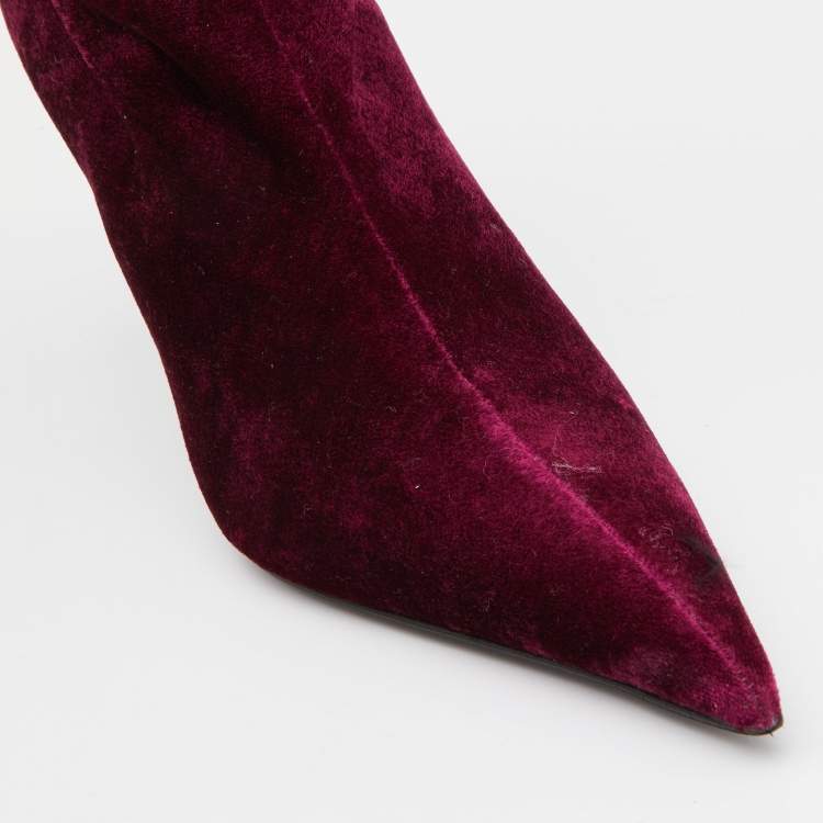 مملوكة مسبقًا Balenciaga Purple Velvet Knife Booties Size 39