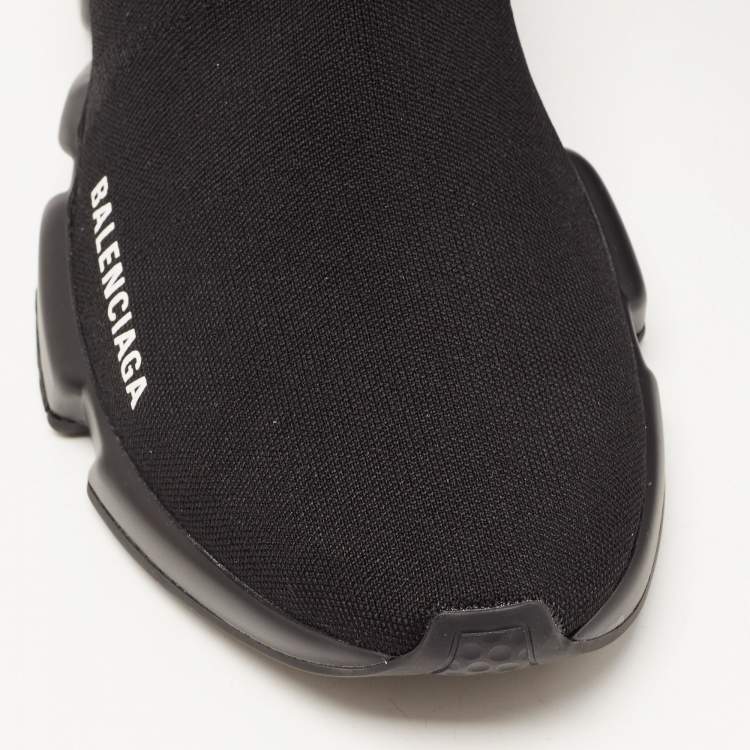 Pre Owned Balenciaga Black Knit Fabric Speed Trainer Mule Sneakers Size 41