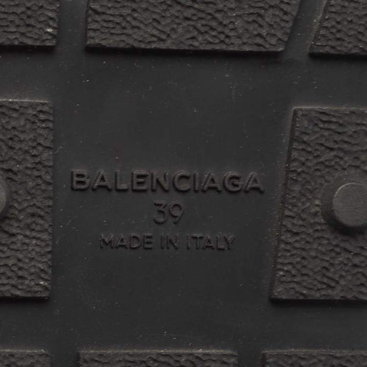 Pre Owned Balenciaga Black Leather and Satin Race Runner Sneakers Size 39