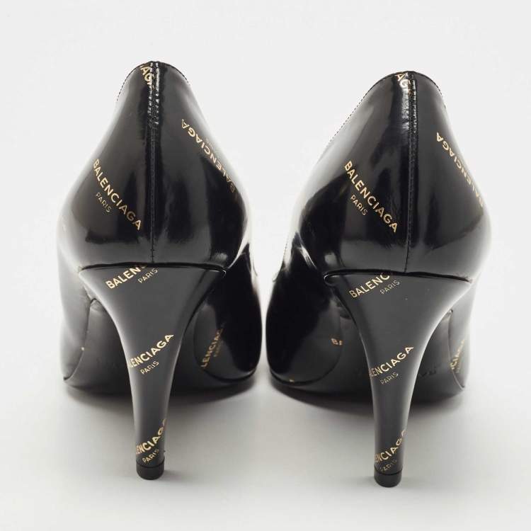 Pre Owned Balenciaga Black Leather Talon Slash Pumps Size 38