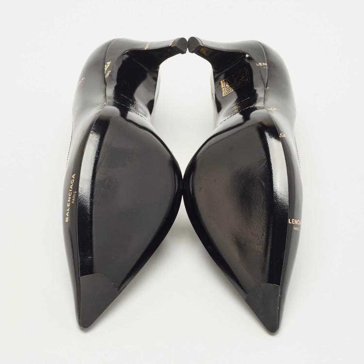 Pre Owned Balenciaga Black Leather Talon Slash Pumps Size 38
