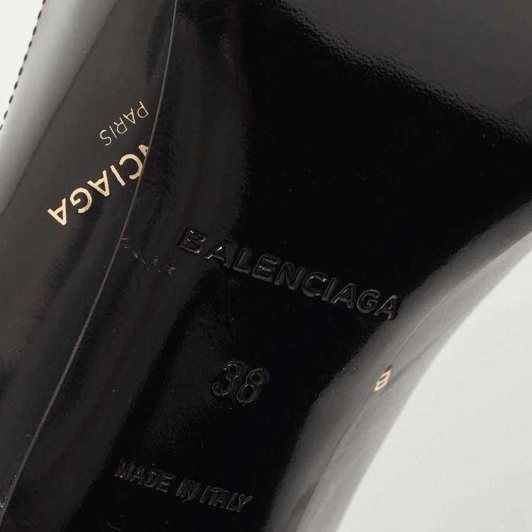 Pre Owned Balenciaga Black Leather Talon Slash Pumps Size 38