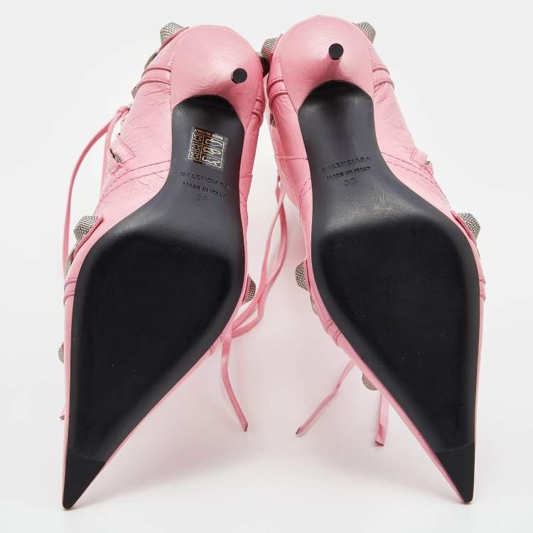 مملوكة مسبقًا Balenciaga Pink Leather Le Cagole Knee Length Boots Size 38