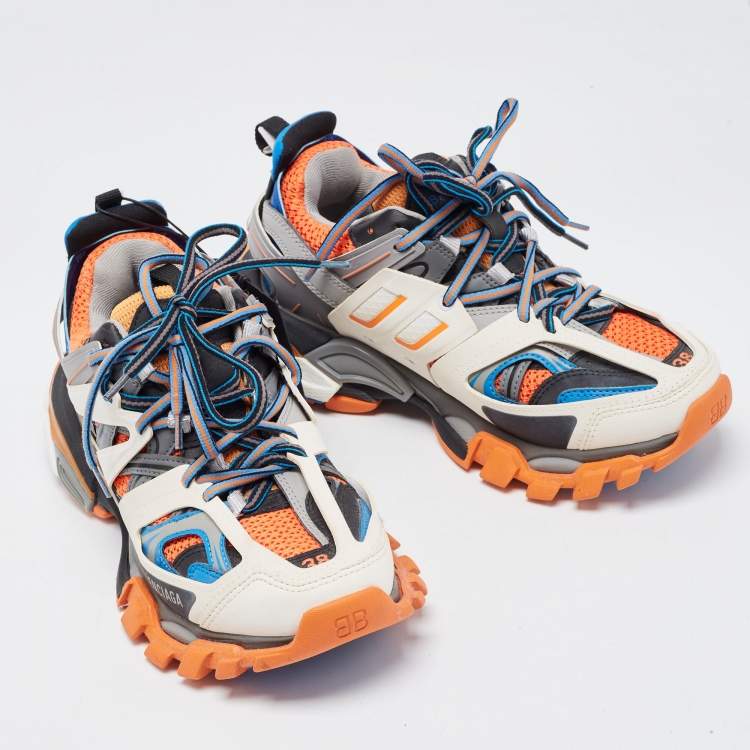 Pre Owned Balenciaga Multicolor Mesh and Leather Track Sneakers Size 38