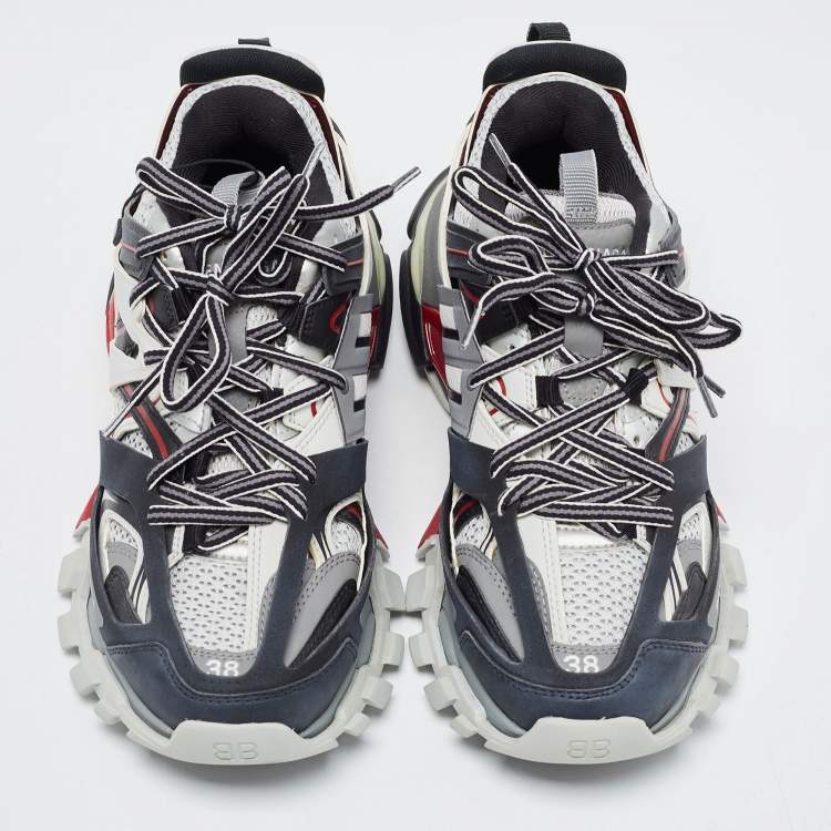 Pre Owned Balenciaga Multicolor Leather and Mesh Track Low Top Sneakers Size 38