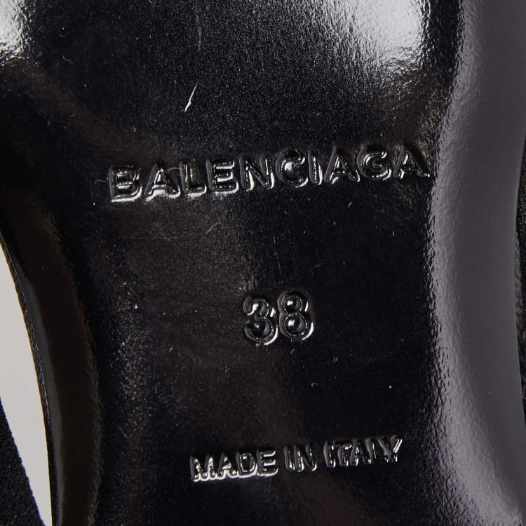 Pre Owned Balenciaga Black Fabric  Knife Slingback Flats Size 38 