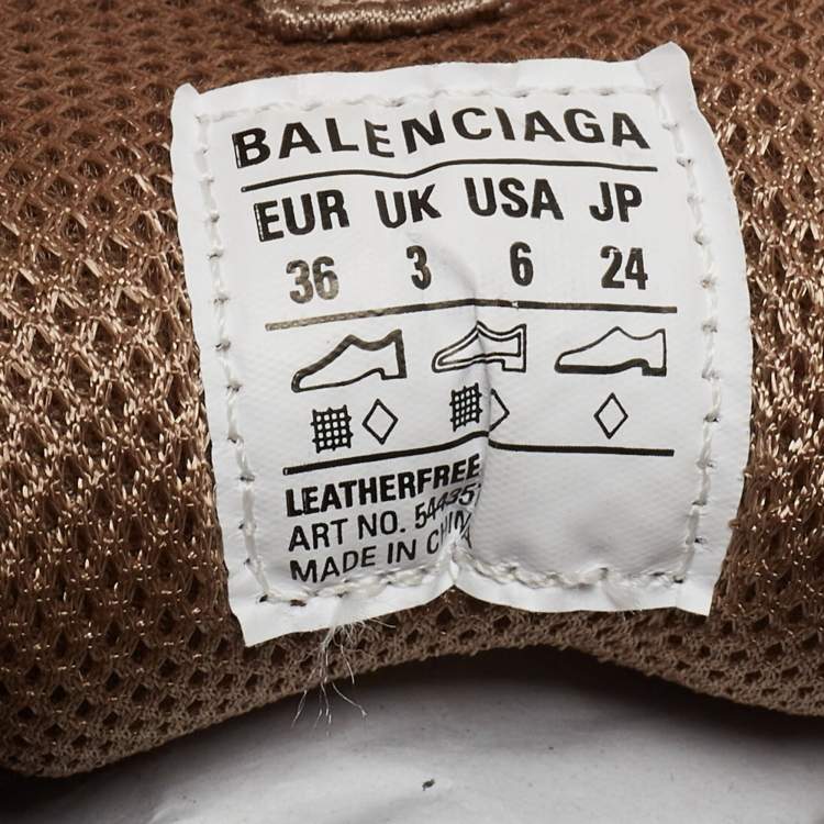 Pre Owned Balenciaga Brown Faux Leather and Mesh Triple S Low Top Sneakers Size 36