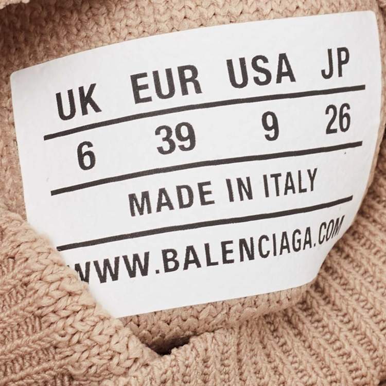 مملوكة مسبقًا Balenciaga Light Brown Knit Fabric Speed Trainer Sneakers Size 39
