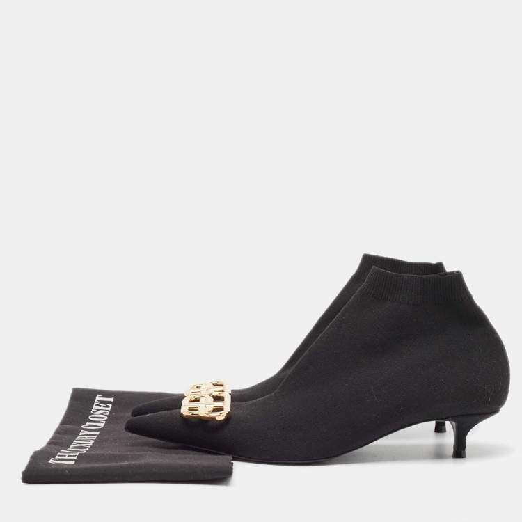 Pre Owned Balenciaga Black  Knife Fabric Ankle Boots Size 38