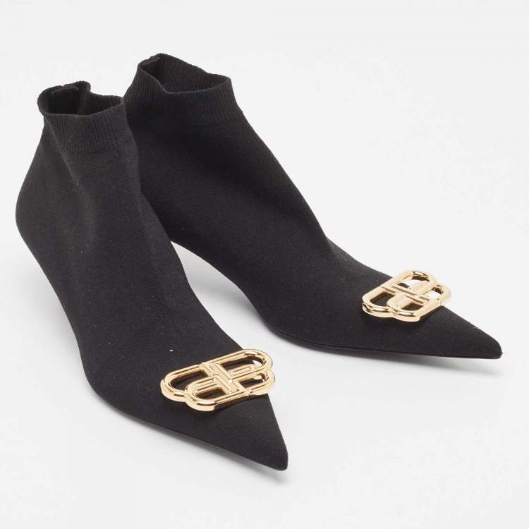 Pre Owned Balenciaga Black  Knife Fabric Ankle Boots Size 38
