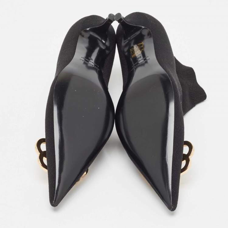 Pre Owned Balenciaga Black  Knife Fabric Ankle Boots Size 38