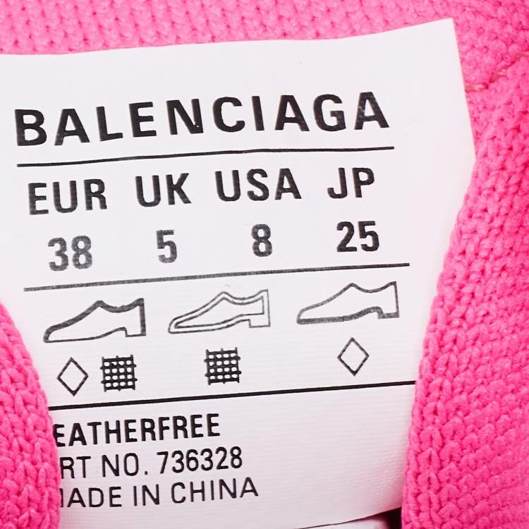 Pre Owned Balenciaga White/Pink Rubber and Knit Fabric Track Sneakers Size 38