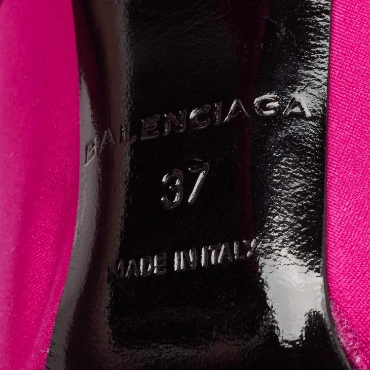 Pre Owned Balenciaga Pink Satin Knife Over The Knee  Boots Size 37