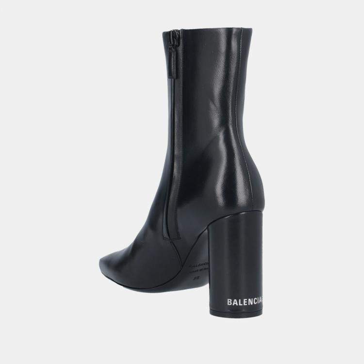 Pre Owned Balenciaga Leather Zip Ankle Boots Size 37.5