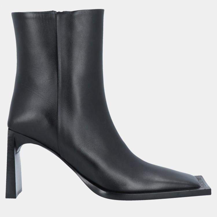 Balenciaga Black Leather Square Toe Ankle Boots 37.5 Balenciaga | TLC