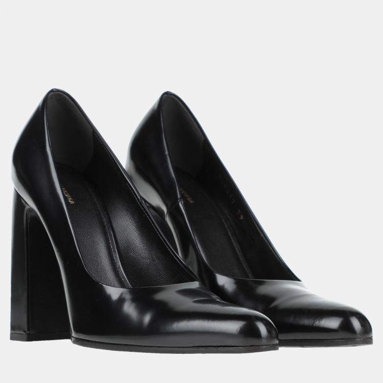 Pre Owned Balenciaga Leather Block Heel Pumps 39