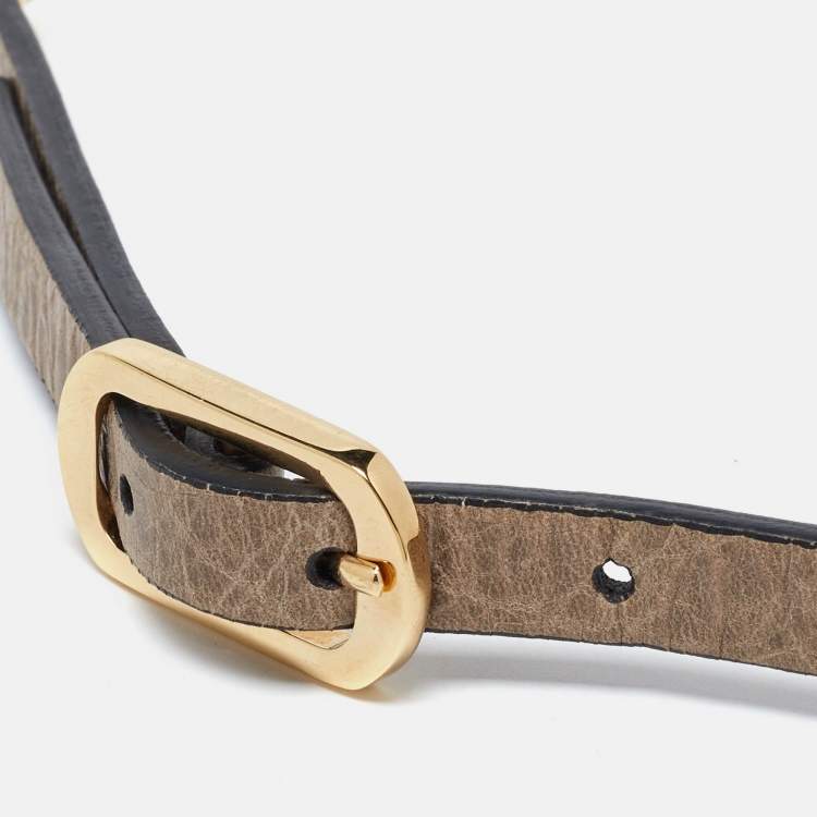 Pre Owned Balenciaga Tri Color Leather B Buckle Waist Belt 80CM