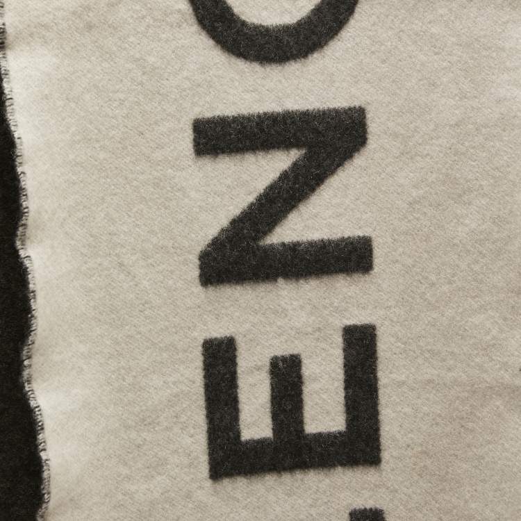 Pre Owned Balenciaga Grey Logo Pattern Wool Scarf
