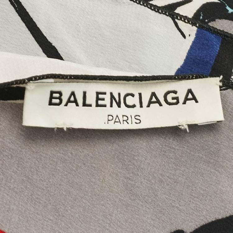 Pre Owned Balenciaga Multicolor Abstract Printed Silk Scarf