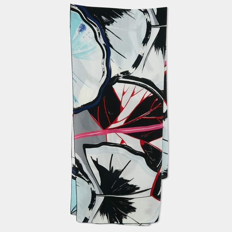 Pre Owned Balenciaga Multicolor Abstract Printed Silk Scarf