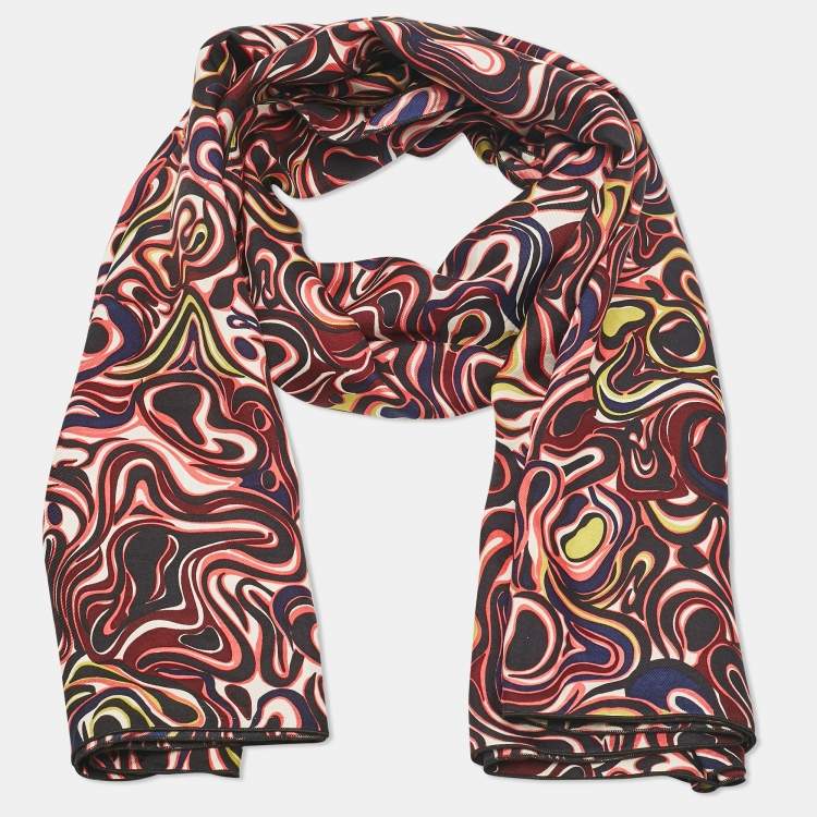 Pre Owned Balenciaga Multicolor Abstract Prink Silk Square Scarf 