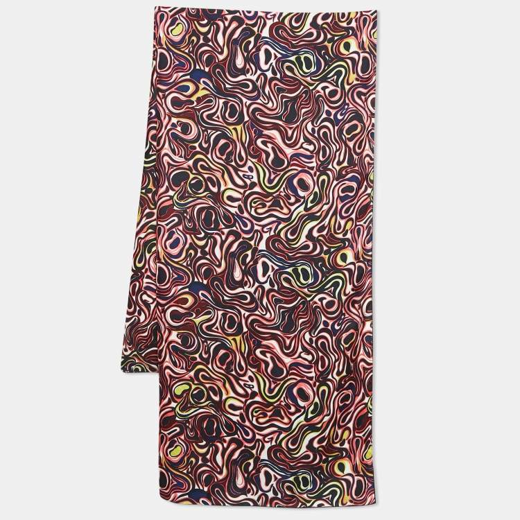 Pre Owned Balenciaga Multicolor Abstract Prink Silk Square Scarf 