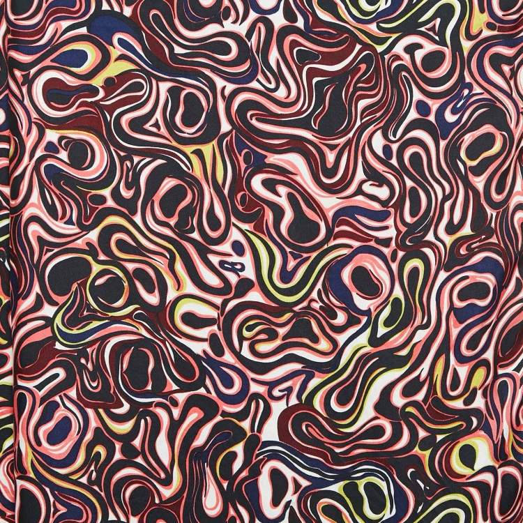 Pre Owned Balenciaga Multicolor Abstract Prink Silk Square Scarf 
