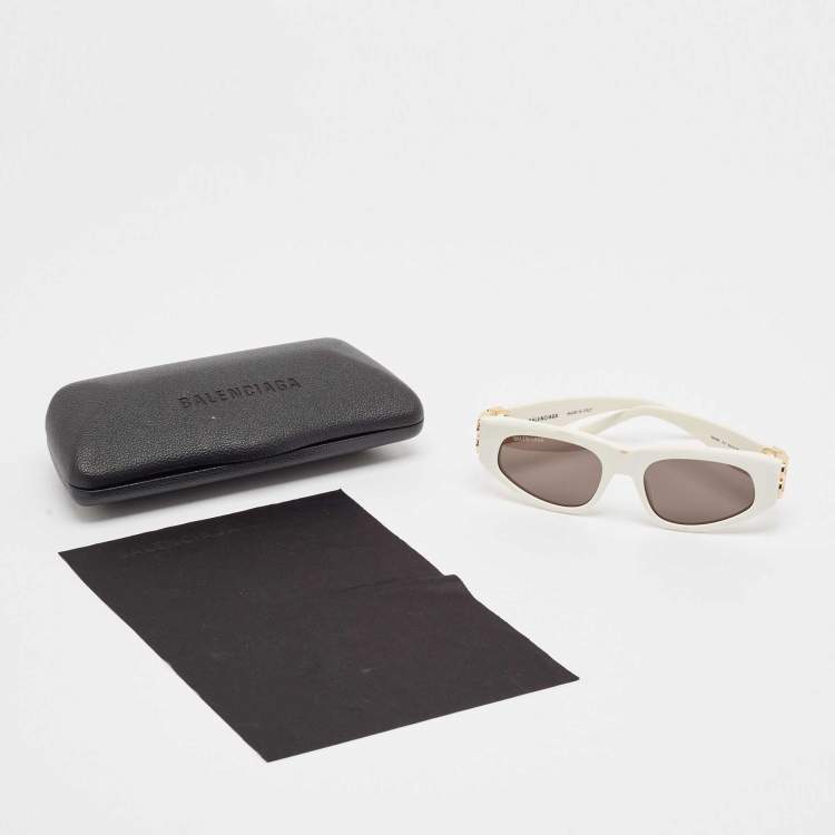 Pre Owned Balenciaga White BB0095S Dynasty Rectangle Sunglasses