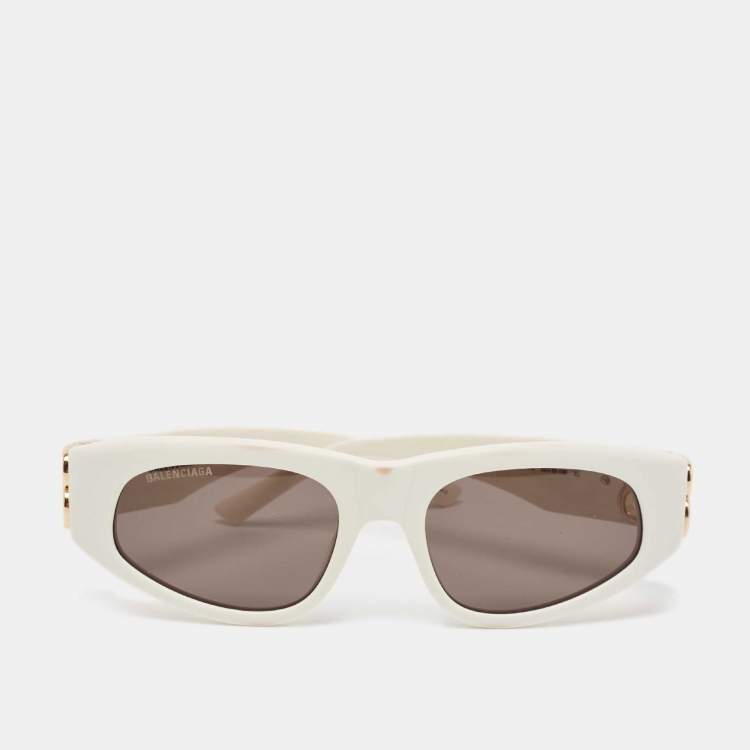 Pre Owned Balenciaga White BB0095S Dynasty Rectangle Sunglasses