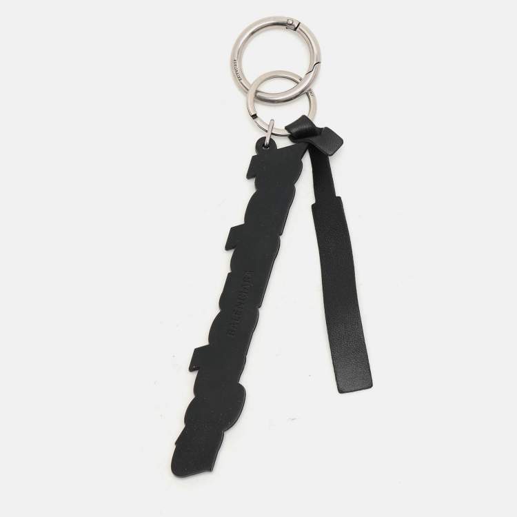 Pre Owned Balenciaga White/Black Rubber Logo Key Holder
