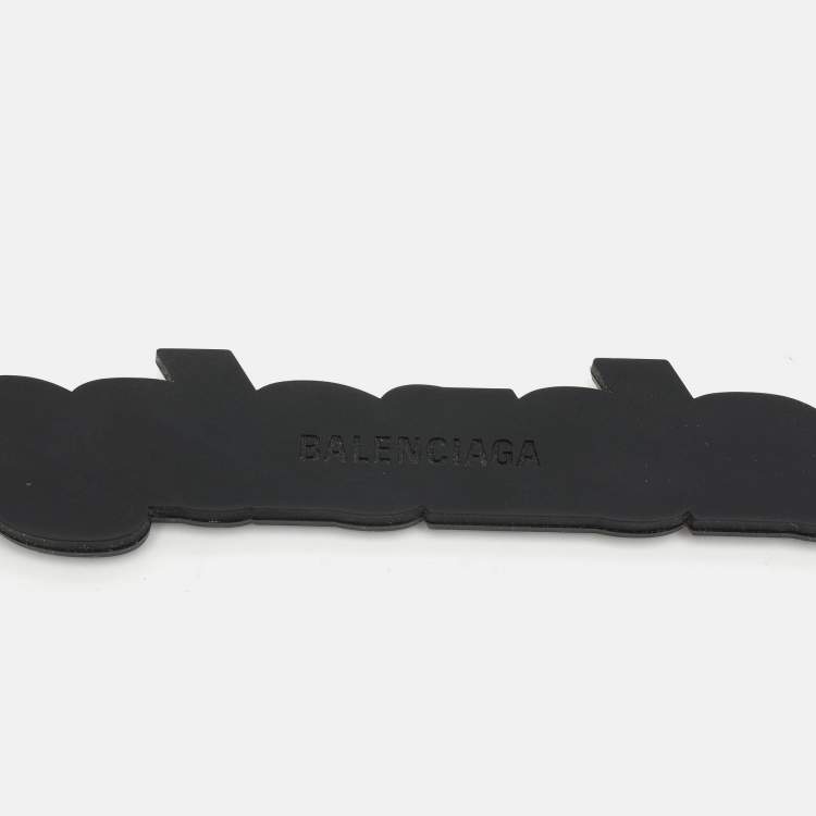 Pre Owned Balenciaga White/Black Rubber Logo Key Holder