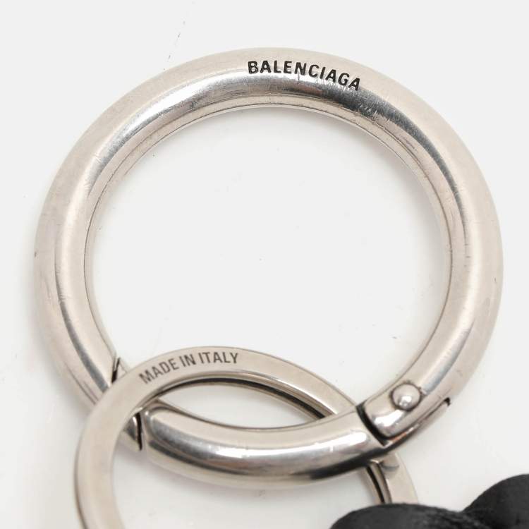 Pre Owned Balenciaga White/Black Rubber Logo Key Holder