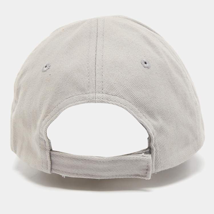 Pre Owned Balenciaga Grey Logo Embroidered Cotton Baseball Cap L