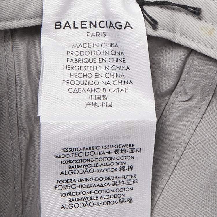 Pre Owned Balenciaga Grey Logo Embroidered Cotton Baseball Cap L
