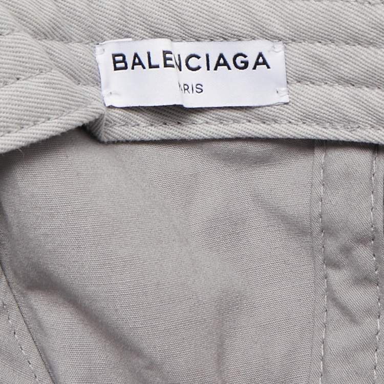 Pre Owned Balenciaga Grey Logo Embroidered Cotton Baseball Cap L