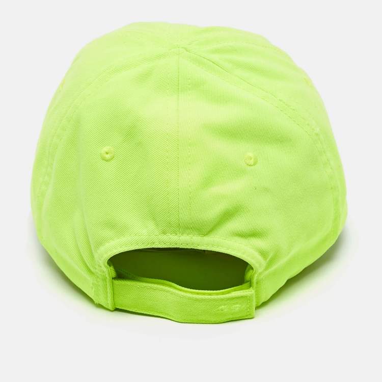 Pre Owned Balenciaga Neon Yellow Logo Embroidered Baseball Cap M