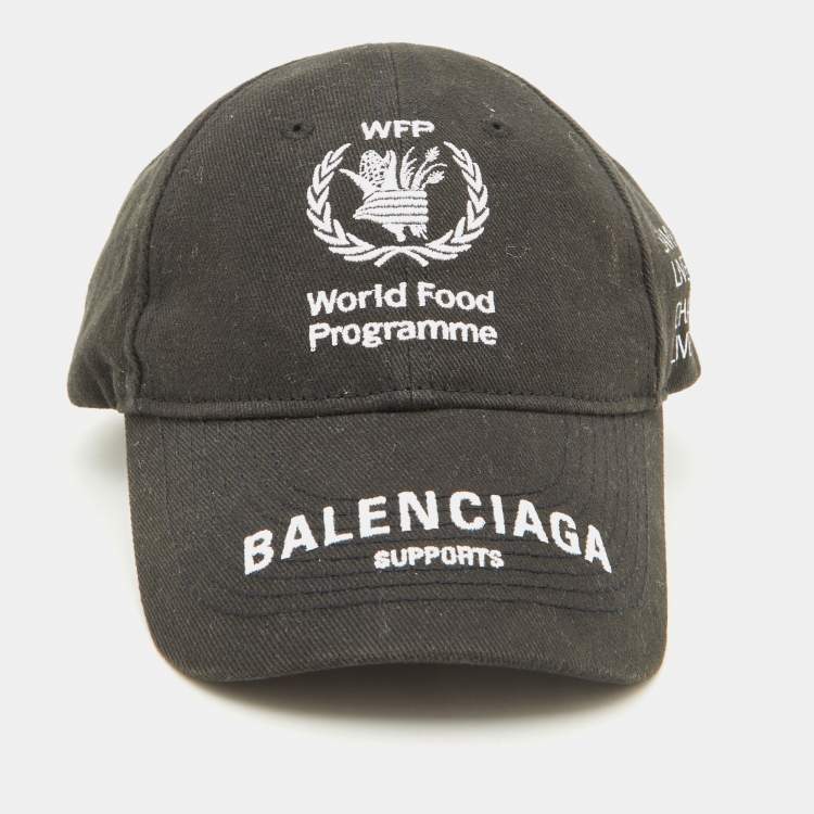 Pre Owned Balenciaga Black Logo Embroidered Cotton Baseball Cap L