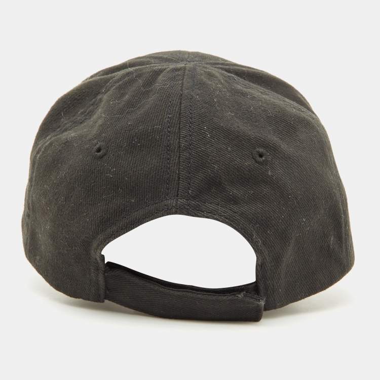 Pre Owned Balenciaga Black Logo Embroidered Cotton Baseball Cap L