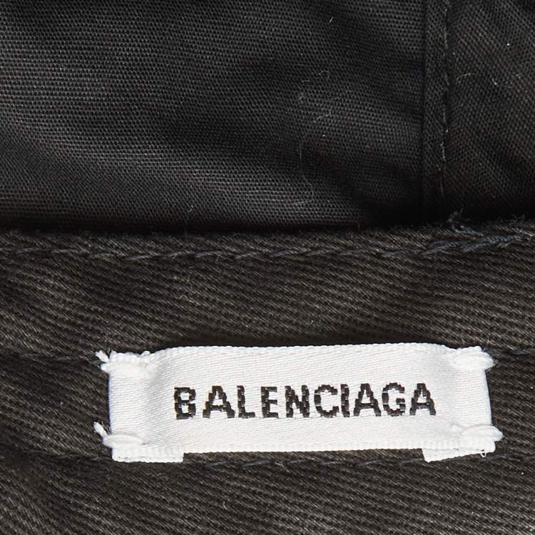 Pre Owned Balenciaga Black Logo Embroidered Cotton Baseball Cap L
