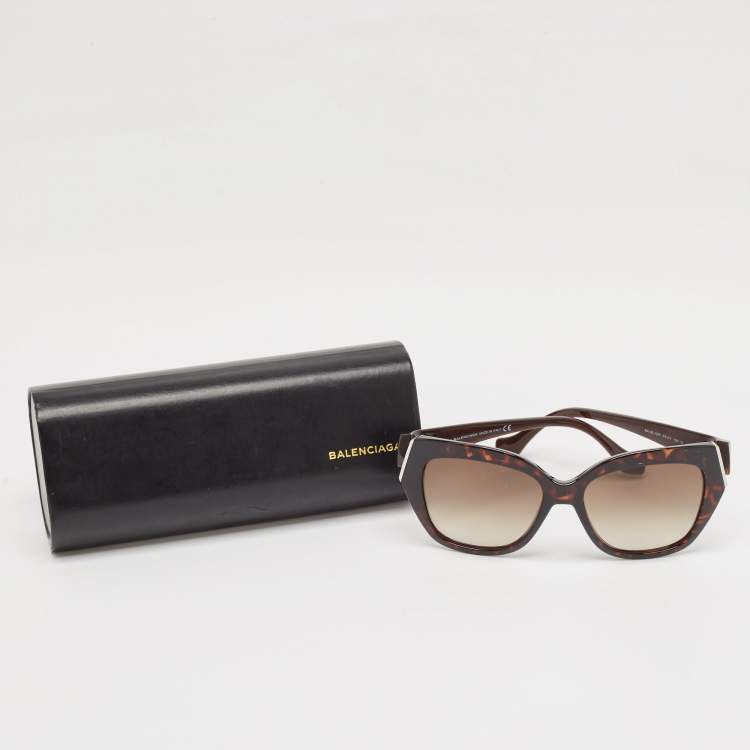 Pre Owned Balenciaga Tortoise Brown Gradient BA 99 52P Butterfly Sunglasses