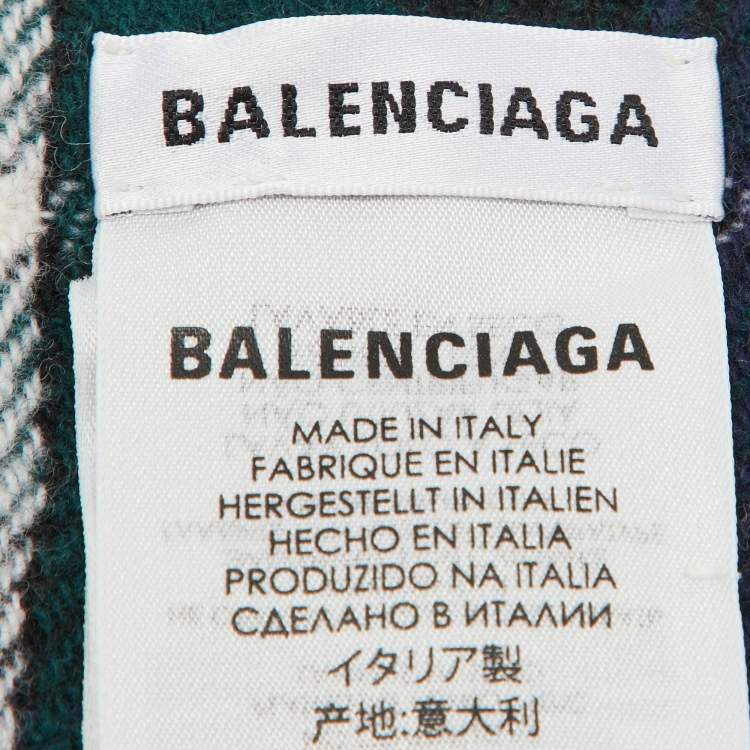 Pre Owned Balenciaga Multicolor Logo Print Wool Scarf