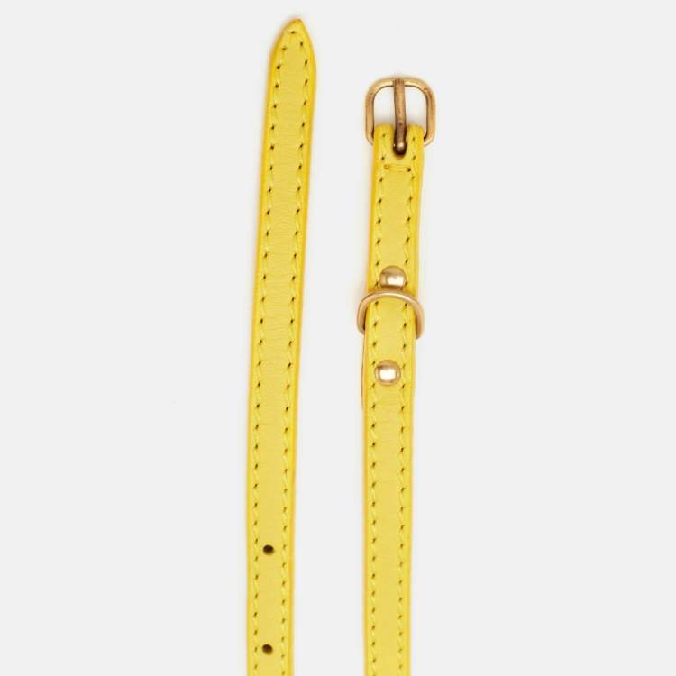 Pre Owned Balenciaga Yellow Leather Slim Buckle Belt 70 CM